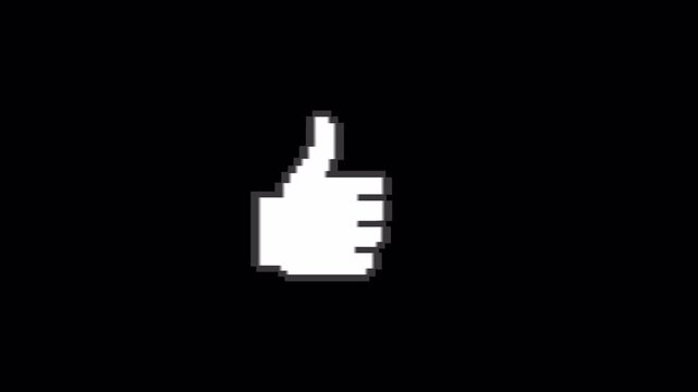 Pixel Thumbs Up Like Animation with Transparent Background - 4K Landscape Horizontal