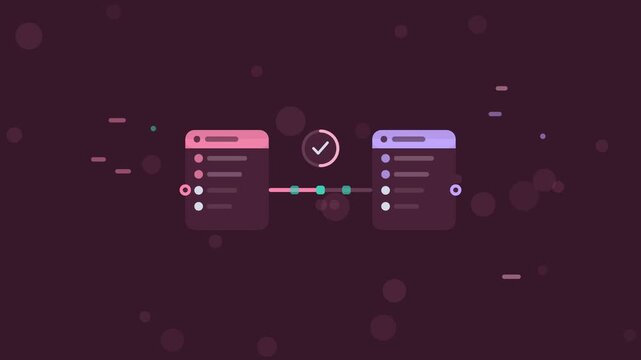 API Gateway Sync animation, dark pink flat design motion graphic, api concept, 4K loop