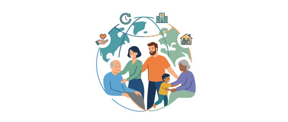 Fototapeta premium Generations Family Care Global Connection Healthcare Community Support
