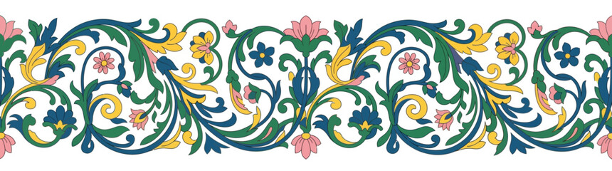Naklejka premium Ornate Floral Border Design Isolated on Transparent Background
