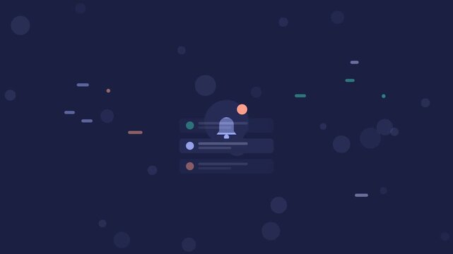 Alert Stream Feed animation, dark periwinkle blue flat design motion graphic, alert concept, 4K loop