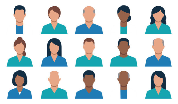 Occupational Jobs Diversity Avatar Vector Icon Sheet with Taxi Driver Chef Nurse Construction Worker Office Executive Avatar for Career and HR Recruitment