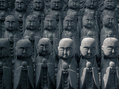 Stone Jizo Statues in Japan