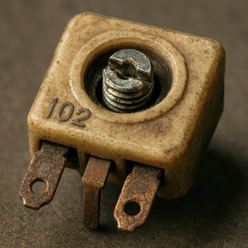 Detailed 3D rendering of a vintage trimmer resistor 