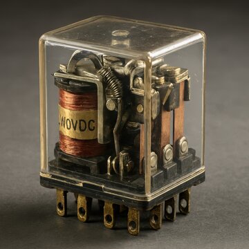 Classic electromagnetic relay revealing its internal switching mechanism 
