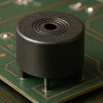 Round piezoelectric buzzer with central acoustic opening 