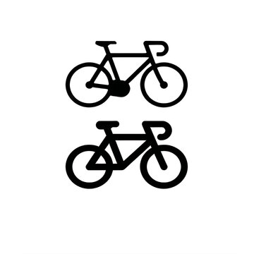 Black and white tandem bicycle and single bike vector icons for urban transport and cycling lifestyle