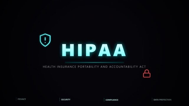 digital display of hipaa health insurance portability and accountability act with security shield and data privacy padlock highlighting compliance and data protection