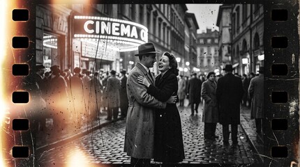 Fototapeta premium Old film texture with scratches, noise and light leaks. Realistic transparent overlay film texture in black-white, dust and grain. Distressed retro movie or photo negative effect of cinema nostalgia 