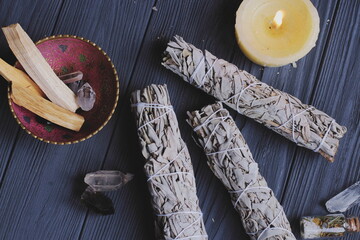 white sage incense sticks for meditation and spiritual rituals © Yulia Vovchok