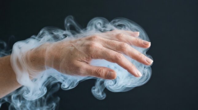 Hand Emerging from Smoke with Ethereal Effect