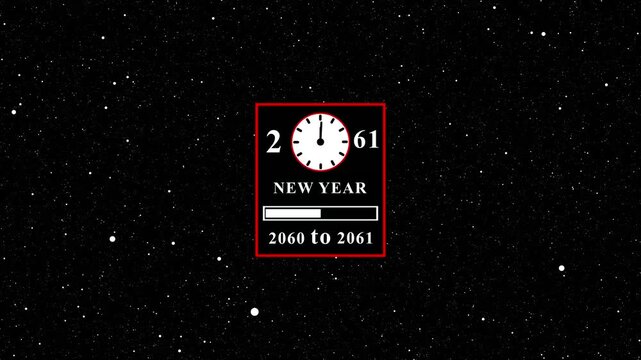 Progress bar loading for new year celebration countdown in deep space motion clip.