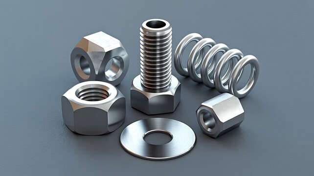 Industrial metal bolt nut washer and spring 