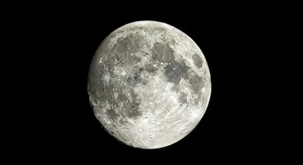 Obraz premium Full moon isolated on a solid black background.
