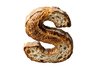 Fototapeta premium Letter s shaped bread isolated on transparent background