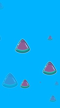 Animation of watermelon slices on blue background