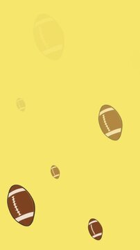 Animation of rugby balls on yellow background