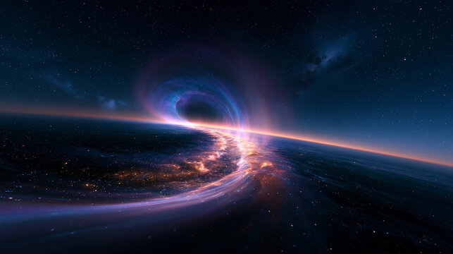 Black Hole in Deep Space with Glowing Accretion Disk