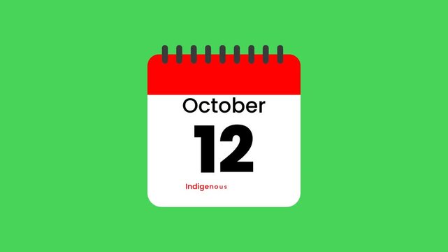 October 12 Indigenous Peoples Day Calendar Event Date Reminder Animation