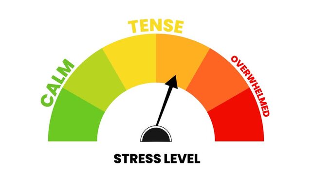 Animated Stress Level Gauge Infographic Illustrating Mental Health Tension and Overwhelm