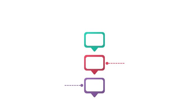 Animated 3-Step Vertical Infographic with Colorful Speech Bubble Elements for Presentation