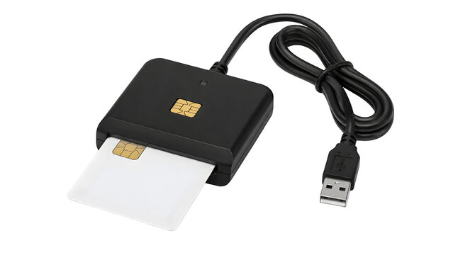 Compact USB card reader with cable and memory card for convenient digital data transfer