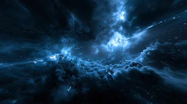 Deep Space Sci-Fi Nebula with Glowing Stars and Clouds