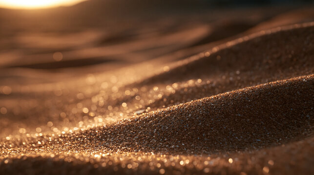 Golden Sand Dunes Glowing at Sunset Close Up