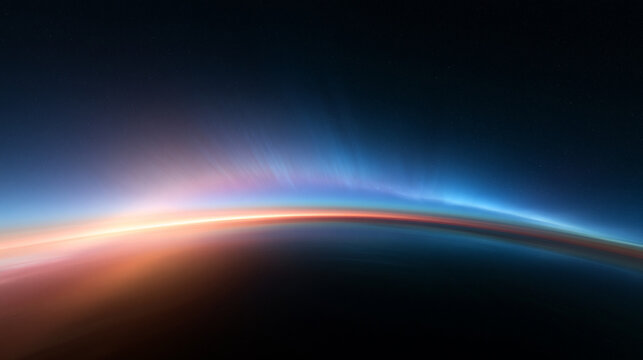 Sunrise Over Planet Earth Horizon Seen From Space