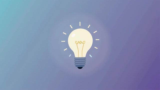 light bulb glowing in dark abstract space animation