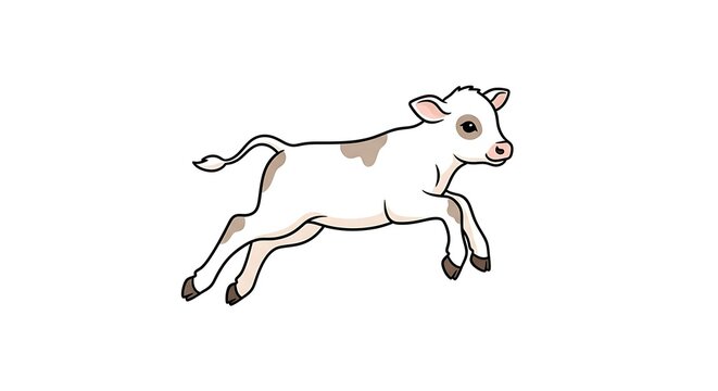 Playful Jumping Little Calf Farm Animal Cow Clipart