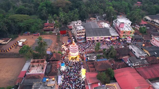 Rathotsava, Chariot, Ananthapadmanabha Temple, Perdoor Temple, Udupi, Drone view