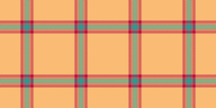 Outside tartan seamless plaid, napkin texture check textile. Tone vector fabric background pattern in orange and red colors.