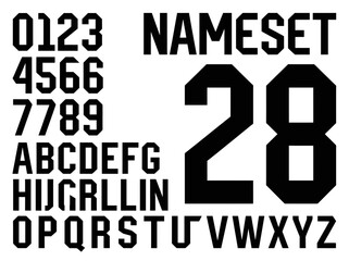 Obraz premium Athletic block alphabet and numbers for sports jersey customization