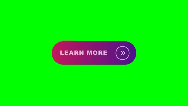 Learn More Button Animation on Green Screen, Call to Action Element for Websites and Videos.
