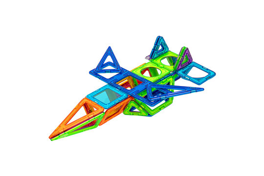 Colorful Abstract Geometric Three Dimensional Shape on White