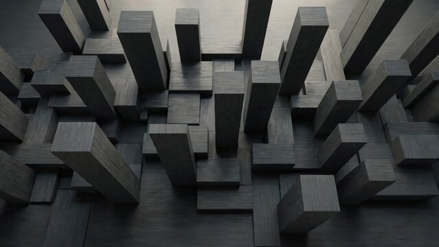 Abstract Geometric Dark Gray Rectangular Pillars Background.