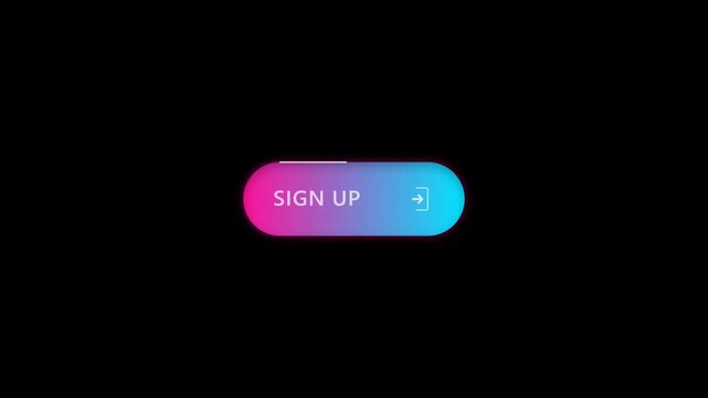 Animated Sign Up Button with Gradient Colors and Arrow Icon on Black Background.