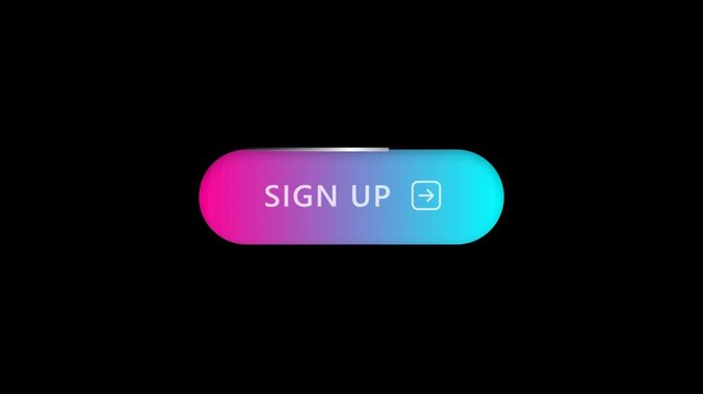 Animated Sign Up Button with Gradient Colors on Black Background.