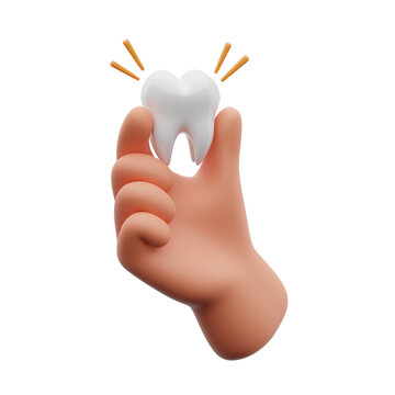 Hand Holding a Tooth 3d illustration