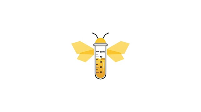 Honey bee test tube science lab logo.