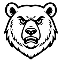 Obraz premium Icono con dibujo sencillo con líneas de la cabeza de un oso pardo enojado