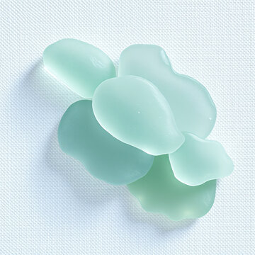 Translucent sea glass layers pale green blue white