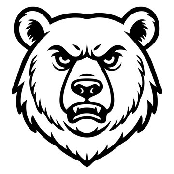 Icono con dibujo sencillo con l&iacute;neas de la cabeza de un oso pardo enojado