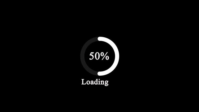 Science Loading white Circle Ring on black background. 100 in the loading ring Animation.
