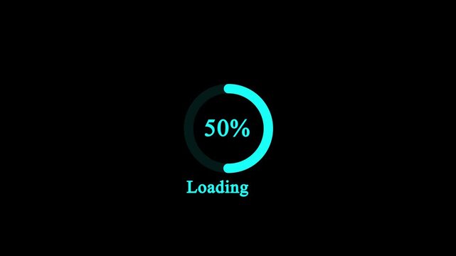 Science Loading white Circle Ring on black background. 100 in the loading ring Animation.