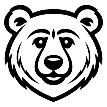 Icono con dibujo sencillo con l&iacute;neas de la cabeza de un oso pardo simp&aacute;tico 