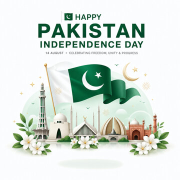 Happy Pakistan Independence Day 14 August Poster Design