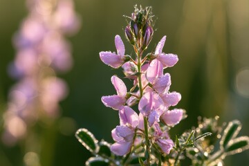 Obraz premium Macro shot of delicate Desmodium blossoms with soft pink petals