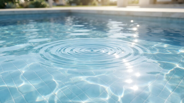 Calm swimming pool water with gentle ripples reflecting sunlight beautifully transparent background